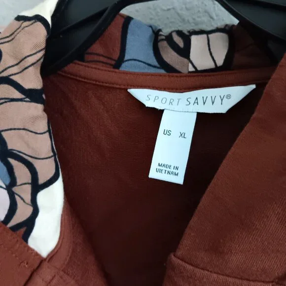 Sport Savvy French Terry and Satin Hooded Jacket - Sz XL a675798 - Picture 3 of 4